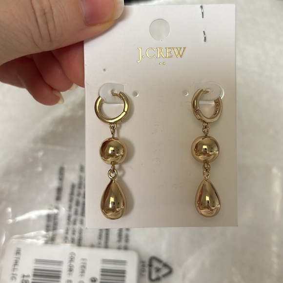 NWT J. Crew Gold Teardrop Earrings - Picture 3 of 3